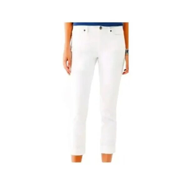 J. Jill Womens Authentic Fit White Cropped and Cuffed Hem Jeans Size 14 - Picture 1 of 9